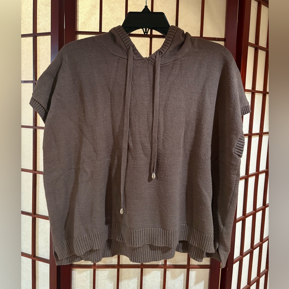 Women's Hooded Knit Pullover Sweatshirt - Taupe